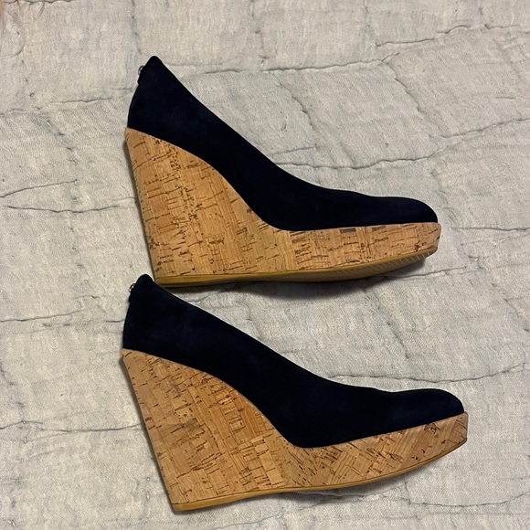 Stuart Weitzman Corkswoon Navy Wedges - Picture 6 of 10